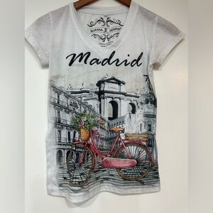 Ikebana K MADRID Design Black White V-Neck Shirt Size S Spain